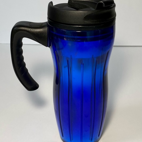 Starbucks Coffee Blue Commuter Travel Mug Tumbler w/ Lid 16oz Black Handle 2004 - Picture 4 of 6